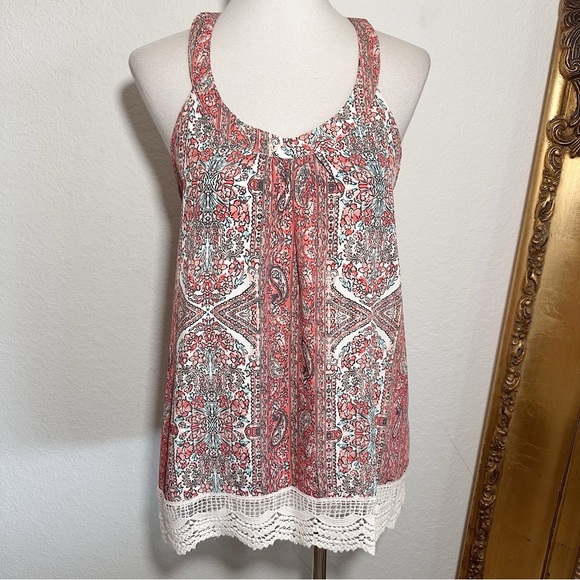 NWT Zoe & Rose Band of Gypsies Open Back Tank Top Ivory/Coral Size Medium $34 - Picture 8 of 8